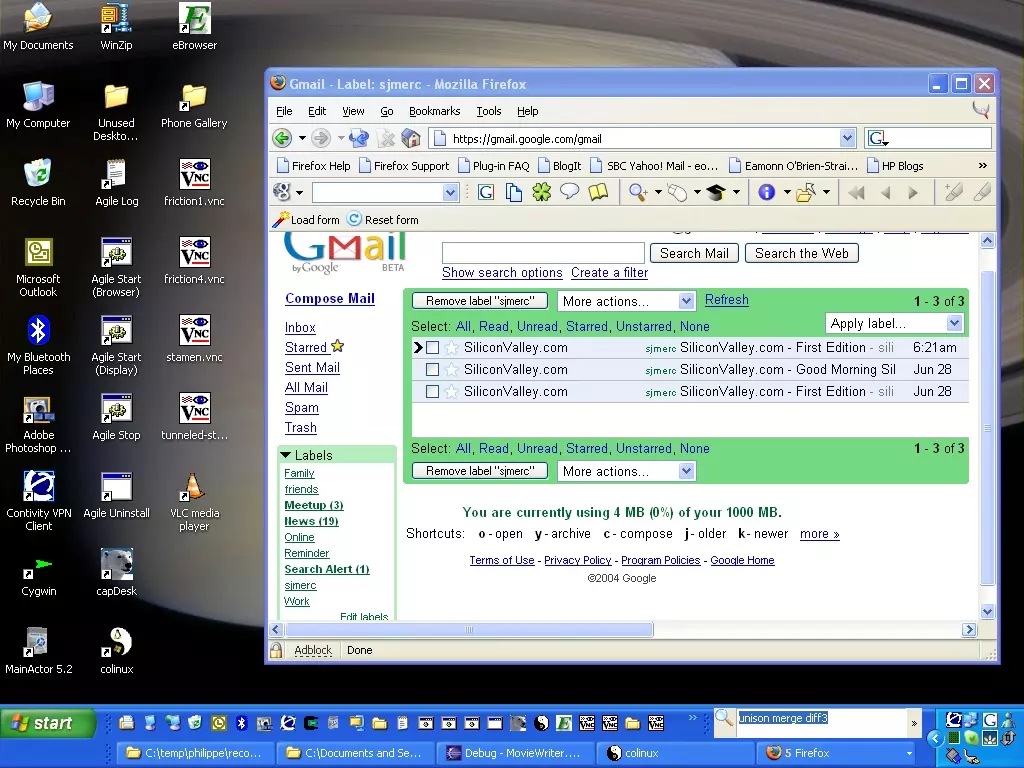 Screenshot showing Gmail